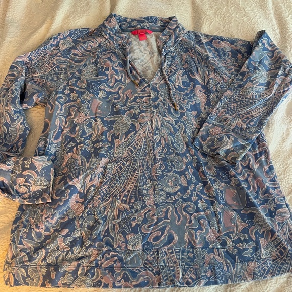 Lilly Pulitzer Blue and Pink Patterned Popover - Picture 1 of 5